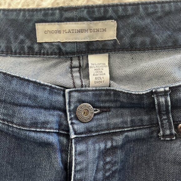 Chico's Platinum Sz 1 Short Straight Jeans - Picture 3 of 3